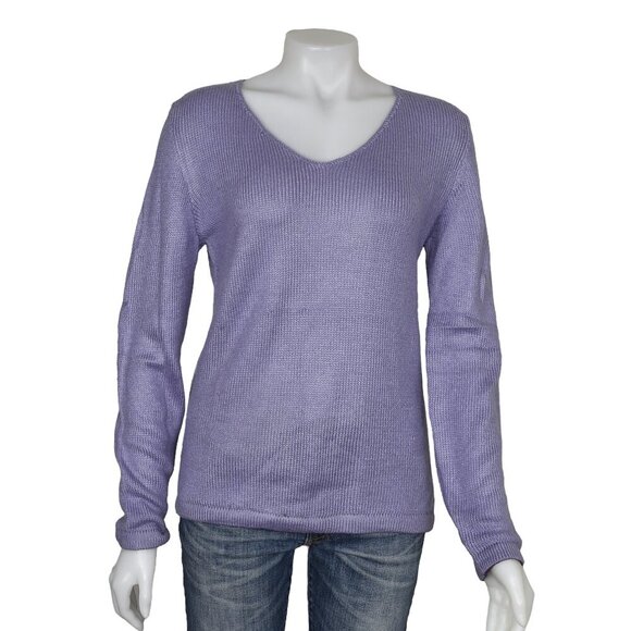 100% Alpaca Sweater Purple V-Neck Long Sleeve Size Small - Picture 1 of 8